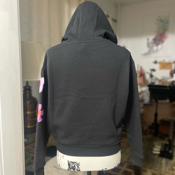 NWT Girl’s Size 14 Adidas Aura Flower Print Pullover Hoodie In Black/Multicolors - Picture 8 of 12